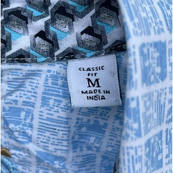 Robert Graham Mens Classic Fit Formal Printed Long Sleeve Shirt Blue  Sz Medium - Picture 7 of 13